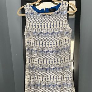 White blue lace summer dress size 8 like new